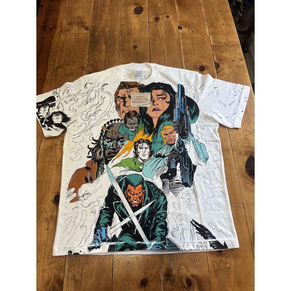 Vintage Vitamins Marvel Comics Blade Ghost Rider Morbius Cable AOP Shirt